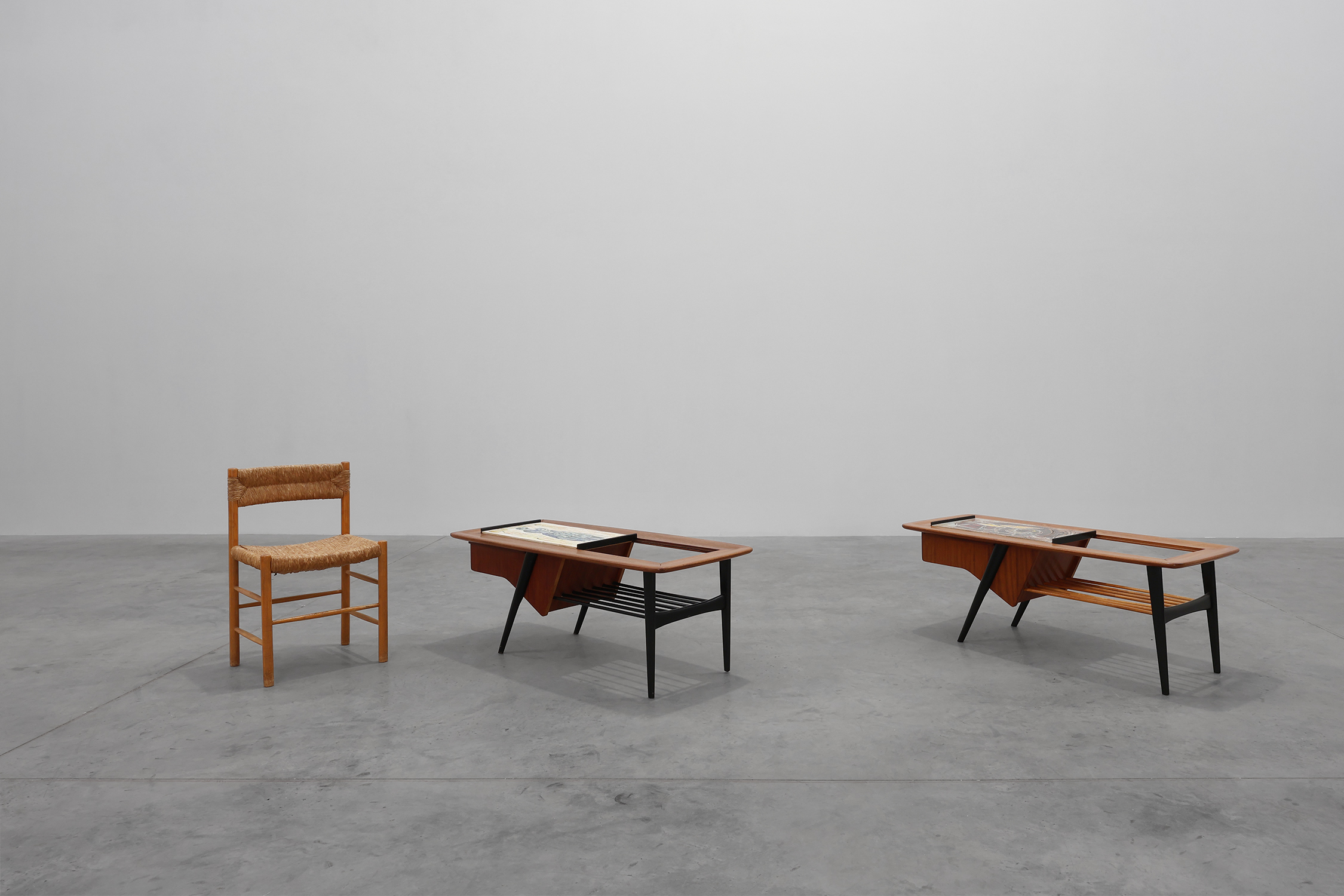2 Coffee Tables model 210 in teak wood with ceramic tiles by Alfred Hendrickx for Belform, 1950sthumbnail